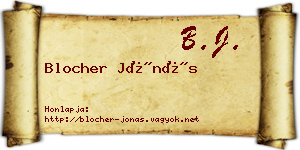 Blocher Jónás névjegykártya